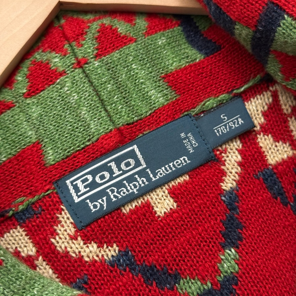 Polo Ralph Lauren Southwestern Shawl Collar Cardigan Belted Navajo Knit Jacket S - Picture 10 of 12